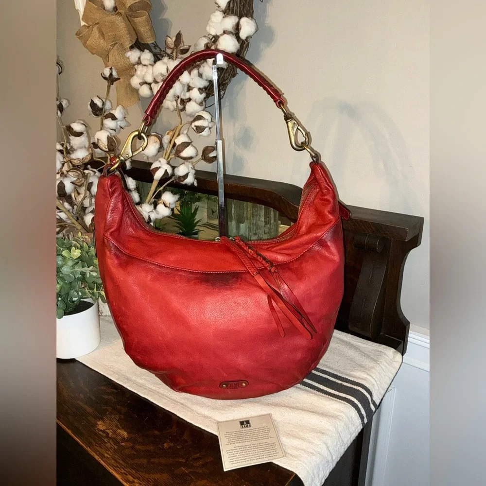 NWOT Frye Jenny Leather Slouch Hobo Shoulder Bag Burnt Red Hangtag Retail $428 - Picture 2 of 14